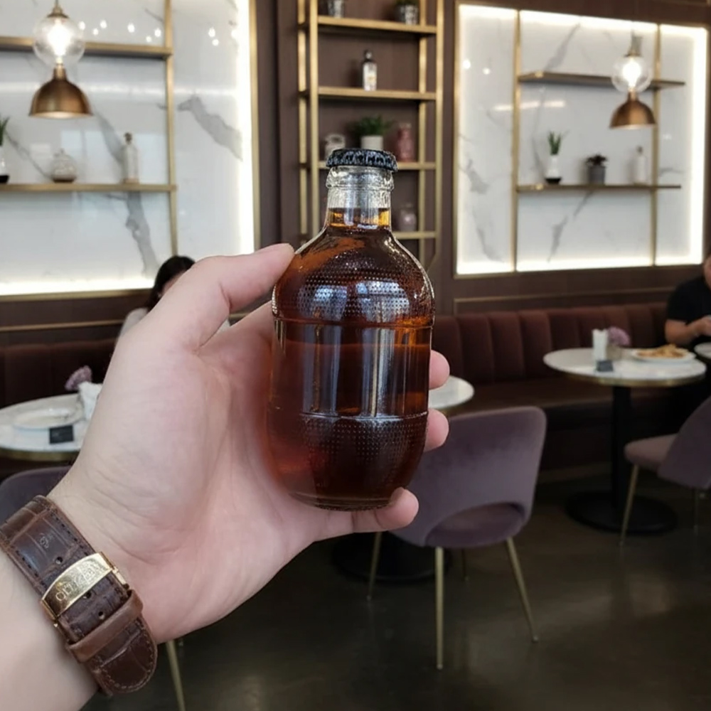 بطری شیشه ای نارنجکی تشتک خور 250 میل